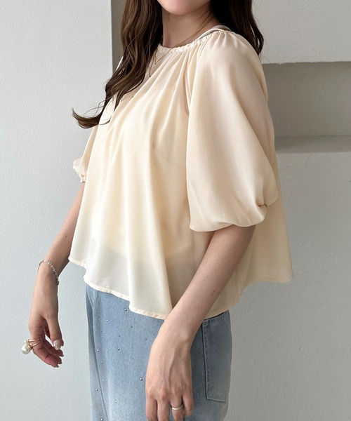 apres jour clair(アプレジュールクレア)の「【apres jour clair】2wayバルーン袖ブラウス(シャツ/ブラウス・レディース・グレー/ピンクベージュ/アイボリー・フリー/X-LARGE)」の4枚目の写真
