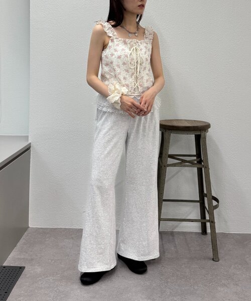 セール】【3色展開】花柄シャーリングTOPS（Tシャツ/カットソー）｜w