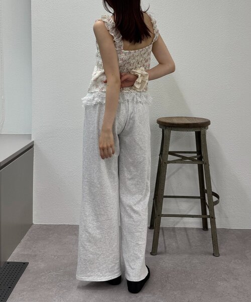 セール】【3色展開】花柄シャーリングTOPS（Tシャツ/カットソー）｜w