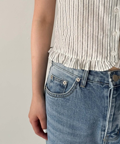 CANAL JEAN（キャナルジーン）の「El mar　ストライプフリルノースリブラウス（シャツ/ブラウス・レディース・アイボリー/サックスブルー・ONE SIZE）」の14枚目の写真