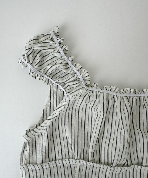 CANAL JEAN（キャナルジーン）の「El mar　ストライプフリルノースリブラウス（シャツ/ブラウス・レディース・アイボリー/サックスブルー・ONE SIZE）」の15枚目の写真