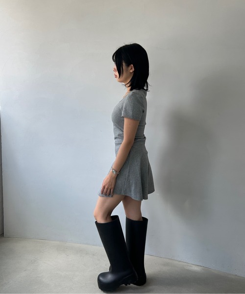 Kay me タイニードット　スクウェアネック　サイドギャザーワンピース タイニードット スクウェアネックサイドギャザーワンピース– kay me