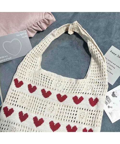 tone(トーン)の「【88eighty-eight】ハートクロシェニットトートバッグ【import】(MA)(トートバッグ・レディース・ベージュ・FREE)」の6枚目の写真