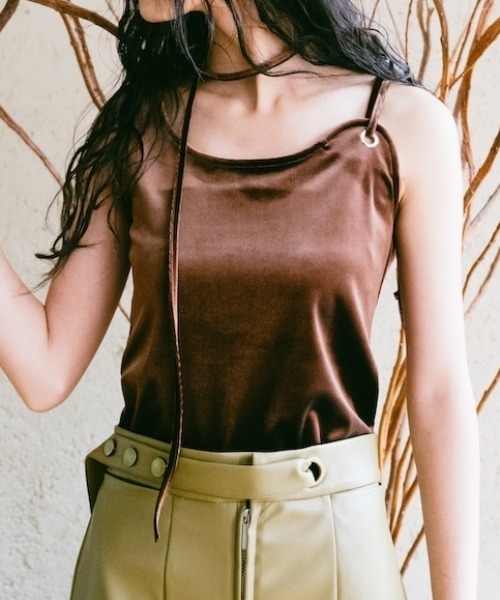 【超美品】sahara/Strap Design Velour Tank Top セール】Strap Design Velour Tank Top/ストラップデザインベロア