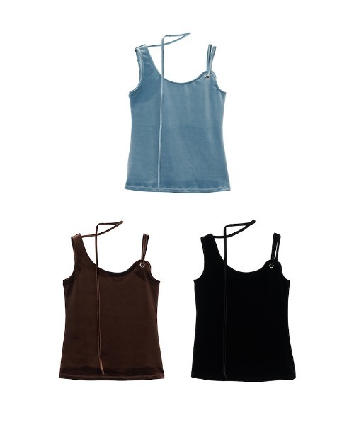 Strap Design Velour Tank Top/ストラップデザインベロアトップ