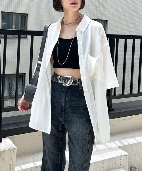 PAGEBOY（ページボーイ）の「スムースタッチルーズシャツ(半袖)（シャツ/ブラウス・レディース・ブラック/グレイッシュベージュ/レッド系その他4/オフホワイト・FREE）」の13枚目の写真