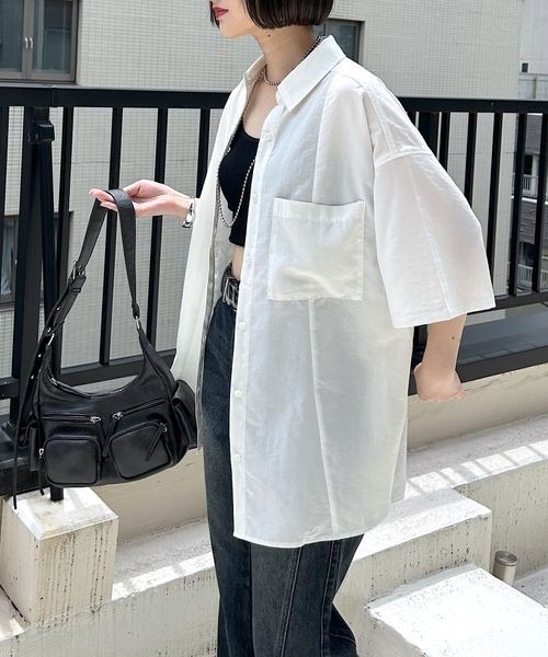 PAGEBOY（ページボーイ）の「スムースタッチルーズシャツ(半袖)（シャツ/ブラウス・レディース・ブラック/グレイッシュベージュ/レッド系その他4/オフホワイト・FREE）」の14枚目の写真