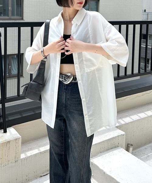 PAGEBOY（ページボーイ）の「スムースタッチルーズシャツ(半袖)（シャツ/ブラウス・レディース・ブラック/グレイッシュベージュ/レッド系その他4/オフホワイト・FREE）」の15枚目の写真