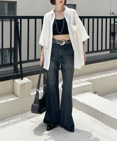 PAGEBOY（ページボーイ）の「スムースタッチルーズシャツ(半袖)（シャツ/ブラウス・レディース・ブラック/グレイッシュベージュ/レッド系その他4/オフホワイト・FREE）」の17枚目の写真