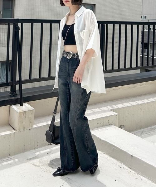 PAGEBOY（ページボーイ）の「スムースタッチルーズシャツ(半袖)（シャツ/ブラウス・レディース・ブラック/グレイッシュベージュ/レッド系その他4/オフホワイト・FREE）」の18枚目の写真