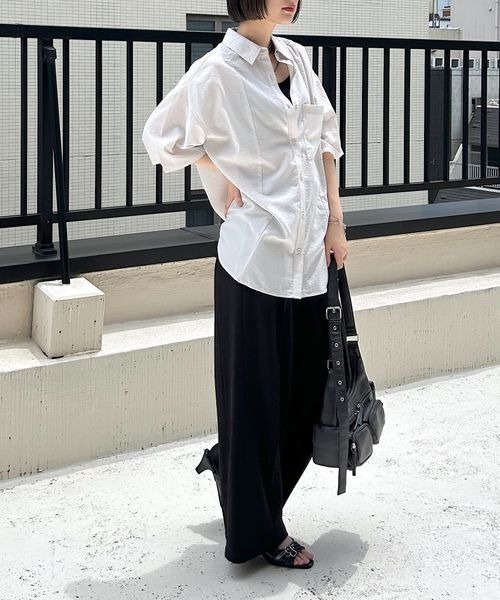 PAGEBOY（ページボーイ）の「スムースタッチルーズシャツ(半袖)（シャツ/ブラウス・レディース・ブラック/グレイッシュベージュ/レッド系その他4/オフホワイト・FREE）」の11枚目の写真