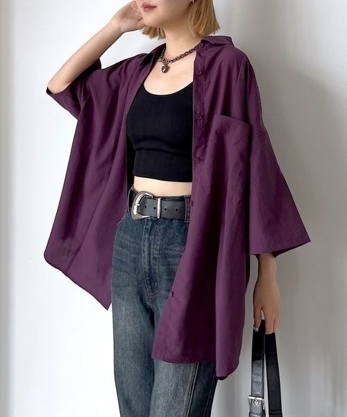 PAGEBOY（ページボーイ）の「スムースタッチルーズシャツ(半袖)（シャツ/ブラウス・レディース・ブラック/グレイッシュベージュ/レッド系その他4/オフホワイト・FREE）」の8枚目の写真