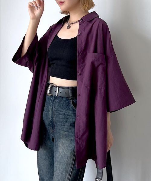 PAGEBOY（ページボーイ）の「スムースタッチルーズシャツ(半袖)（シャツ/ブラウス・レディース・ブラック/グレイッシュベージュ/レッド系その他4/オフホワイト・FREE）」の7枚目の写真