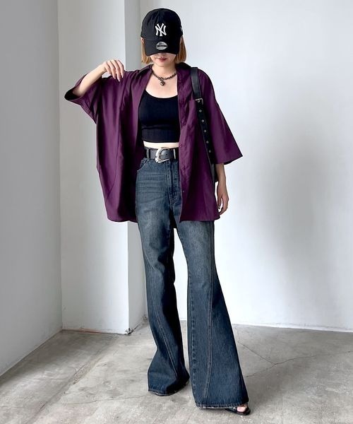 PAGEBOY（ページボーイ）の「スムースタッチルーズシャツ(半袖)（シャツ/ブラウス・レディース・ブラック/グレイッシュベージュ/レッド系その他4/オフホワイト・FREE）」の5枚目の写真