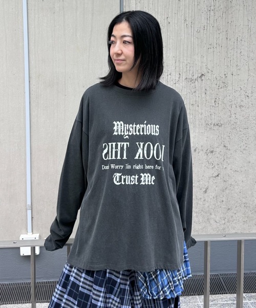 Candy Stripper（キャンディストリッパー）の「LOOK THIS PIGMENT トップス（Tシャツ/カットソー・レディース・チャコール/ナチュラル・FREE）」の19枚目の写真