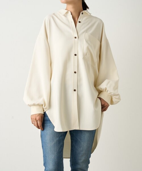 BEARDSLEY（ビアズリー）の「《FRIPIER》袖リブビッグシャツ（シャツ/ブラウス・レディース・ブラウン/アイボリー・FREE）」の3枚目の写真