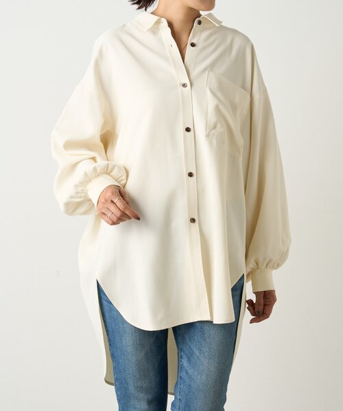 BEARDSLEY（ビアズリー）の「《FRIPIER》袖リブビッグシャツ（シャツ/ブラウス・レディース・ブラウン/アイボリー・FREE）」の6枚目の写真