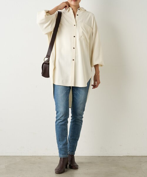 BEARDSLEY（ビアズリー）の「《FRIPIER》袖リブビッグシャツ（シャツ/ブラウス・レディース・ブラウン/アイボリー・FREE）」の10枚目の写真