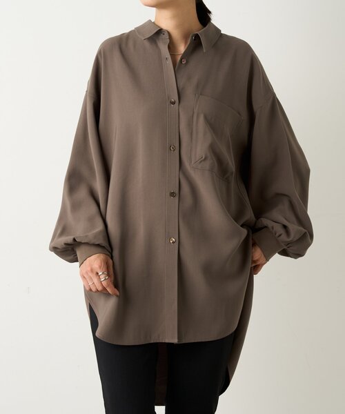 BEARDSLEY（ビアズリー）の「《FRIPIER》袖リブビッグシャツ（シャツ/ブラウス・レディース・ブラウン/アイボリー・FREE）」の13枚目の写真