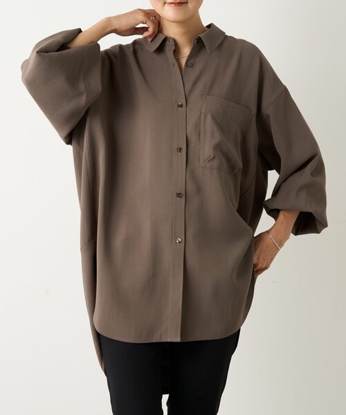 BEARDSLEY（ビアズリー）の「《FRIPIER》袖リブビッグシャツ（シャツ/ブラウス・レディース・ブラウン/アイボリー・FREE）」の14枚目の写真