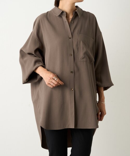 BEARDSLEY（ビアズリー）の「《FRIPIER》袖リブビッグシャツ（シャツ/ブラウス・レディース・ブラウン/アイボリー・FREE）」の17枚目の写真