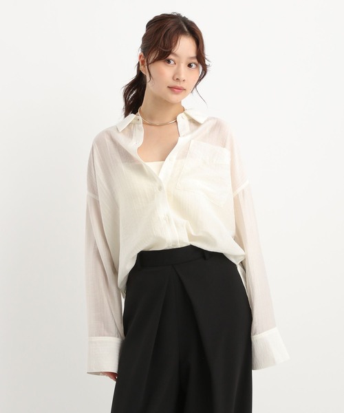 Andemiu（アンデミュウ）の「シアーストライプシャツ577728（シャツ/ブラウス・レディース・オフホワイト/ブルー/ブラック・FREE）」の20枚目の写真