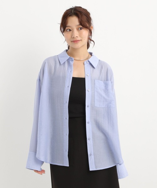 Andemiu（アンデミュウ）の「シアーストライプシャツ577728（シャツ/ブラウス・レディース・オフホワイト/ブルー/ブラック・FREE）」の16枚目の写真