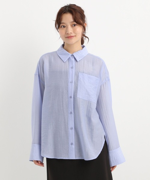 Andemiu（アンデミュウ）の「シアーストライプシャツ577728（シャツ/ブラウス・レディース・オフホワイト/ブルー/ブラック・FREE）」の15枚目の写真