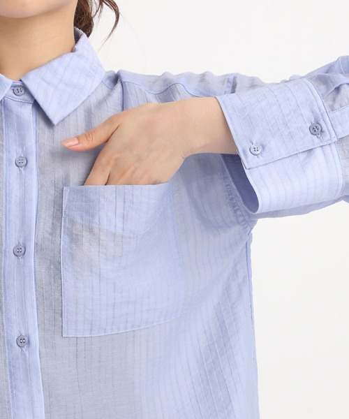 Andemiu（アンデミュウ）の「シアーストライプシャツ577728（シャツ/ブラウス・レディース・オフホワイト/ブルー/ブラック・FREE）」の11枚目の写真