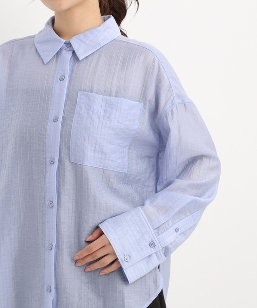 Andemiu（アンデミュウ）の「シアーストライプシャツ577728（シャツ/ブラウス・レディース・オフホワイト/ブルー/ブラック・FREE）」の10枚目の写真