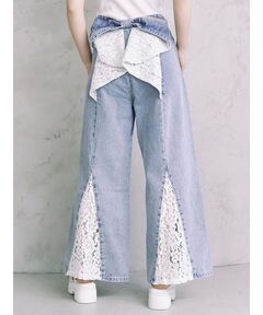 CALNAMUR バックリボンデニムパンツ S ブラック CALNAMUR（カルナムール）の「バックリボンデニムパンツ（デニム