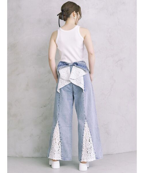 カルナムール　バックリボンデニムパンツ セール】BACK RIBBON DENIM PT/バックリボンデニムパンツ