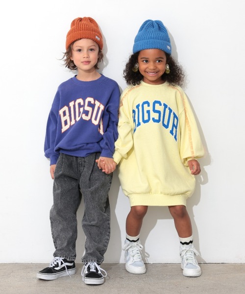 Ocean&Ground（オーシャン&グラウンド）の「ｶﾚｯｼﾞﾛｺﾞｽｳｪｯﾄ（スウェット・キッズ・チャコール/ブルー系その他/ライトグレー/イエロー・110/100/90/80/140/130/120）」の8枚目の写真