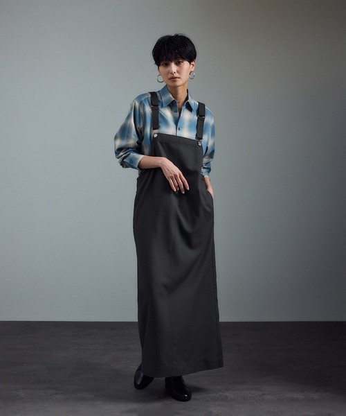 SALON adam et rope'（サロン アダム エ ロペ）の「ウールツイルジャンパースカート（ジャンパースカート・レディース・ベージュ/チャコールグレー・FREE）」の11枚目の写真