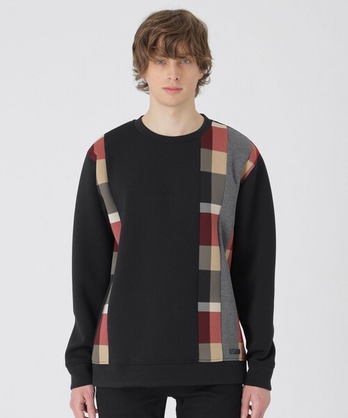 BLACK LABEL CRESTBRIDGE（ブラックレーベル・クレストブリッジ）の「【一部店舗限定】ストライプパッチワークスウェットシャツ（スウェット・メンズ・オフホワイト/ブラック/ネイビー・M/L/XL）」の3枚目の写真