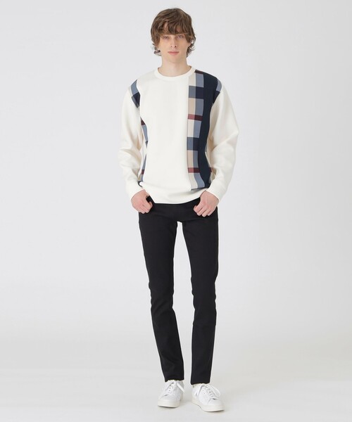 BLACK LABEL CRESTBRIDGE（ブラックレーベル・クレストブリッジ）の「【一部店舗限定】ストライプパッチワークスウェットシャツ（スウェット・メンズ・オフホワイト/ブラック/ネイビー・M/L/XL）」の4枚目の写真