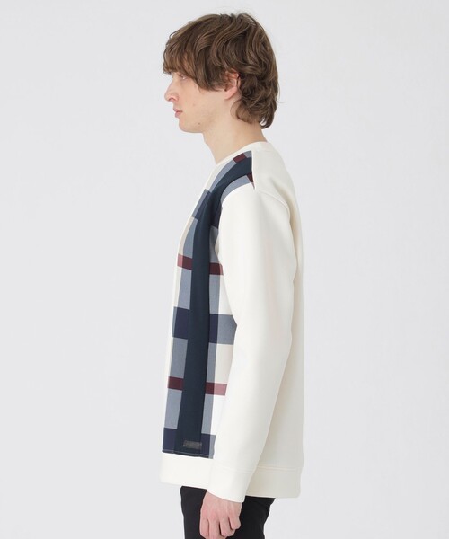 BLACK LABEL CRESTBRIDGE（ブラックレーベル・クレストブリッジ）の「【一部店舗限定】ストライプパッチワークスウェットシャツ（スウェット・メンズ・オフホワイト/ブラック/ネイビー・M/L/XL）」の5枚目の写真