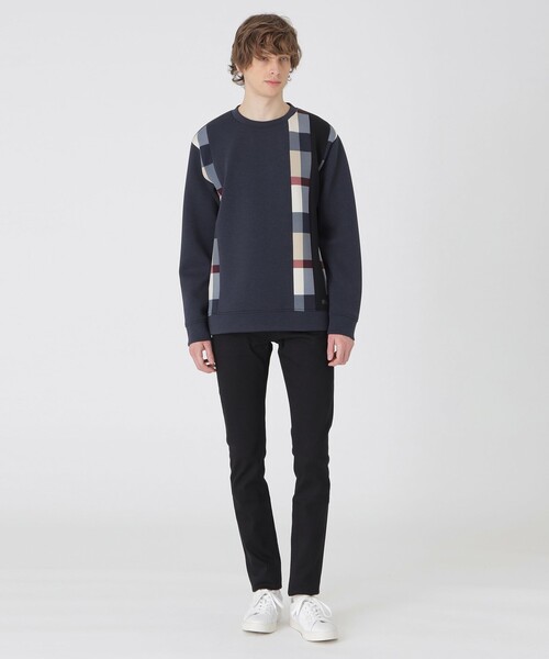 BLACK LABEL CRESTBRIDGE（ブラックレーベル・クレストブリッジ）の「【一部店舗限定】ストライプパッチワークスウェットシャツ（スウェット・メンズ・オフホワイト/ブラック/ネイビー・M/L/XL）」の14枚目の写真