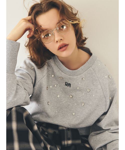 ビジュー付きロゴ刺繍スウェット（スウェット）｜FURFUR（ファーファー