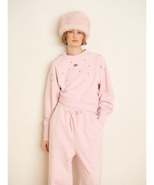 FURFUR(ファーファー)の「ビジュー付きロゴ刺繍スウェット(スウェット・レディース・ピンク/ブラック/オフホワイト/グレー・F)」の8枚目の写真