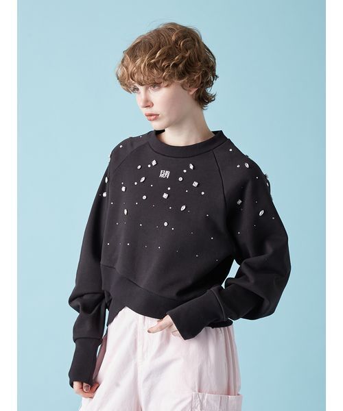 FURFUR(ファーファー)の「ビジュー付きロゴ刺繍スウェット(スウェット・レディース・ピンク/ブラック/オフホワイト/グレー・F)」の13枚目の写真