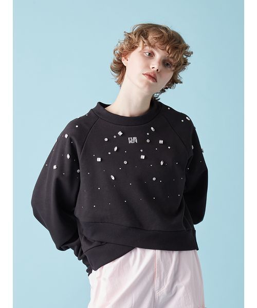 FURFUR(ファーファー)の「ビジュー付きロゴ刺繍スウェット(スウェット・レディース・ピンク/ブラック/オフホワイト/グレー・F)」の14枚目の写真