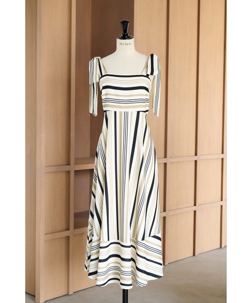 Cordelia Striped Ribbon Dress