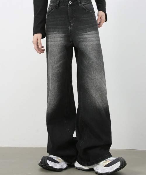 JCAESAR ロークロッチデニム バギーデニム ブラックデニム D.HYGEN - Bum Flap Damaged Denim Drop Crotch Slim Pants