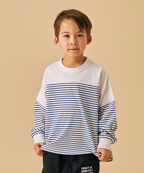 FOV(フォブ)の「フォブ ボーダー切り替え L/S Tシャツ(Tシャツ/カットソー・キッズ・ホワイト/ブルー・L/XL/M)」の2枚目の写真