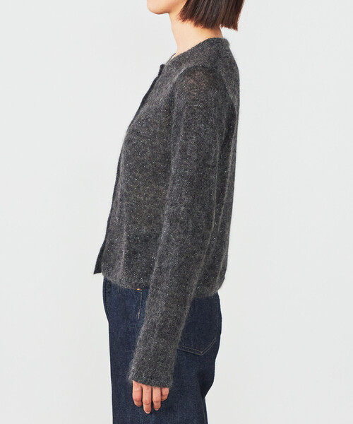 LE GLAZIK | モヘアグリッター クルーネックカーディガン WOMEN