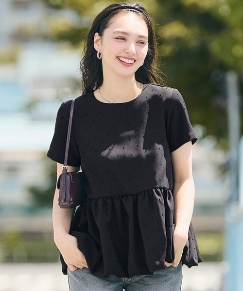 フロッキードットバルーンブラウス（シャツ/ブラウス）｜coca（coca