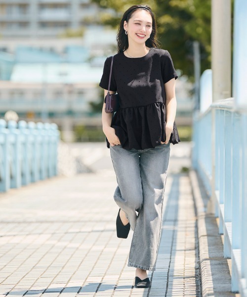 coca（coca）（コカ）の「フロッキードットバルーンブラウス（シャツ/ブラウス・レディース・ブラック/ライトベージュ・L/M/S）」の14枚目の写真