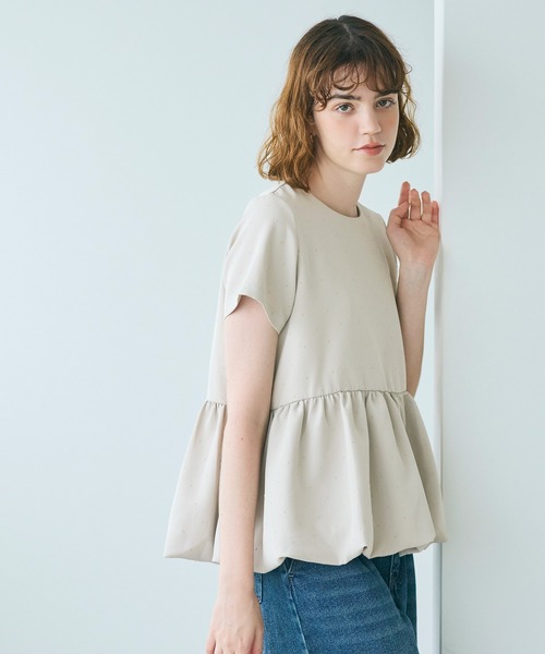 coca（coca）（コカ）の「フロッキードットバルーンブラウス（シャツ/ブラウス・レディース・ブラック/ライトベージュ・L/M/S）」の4枚目の写真