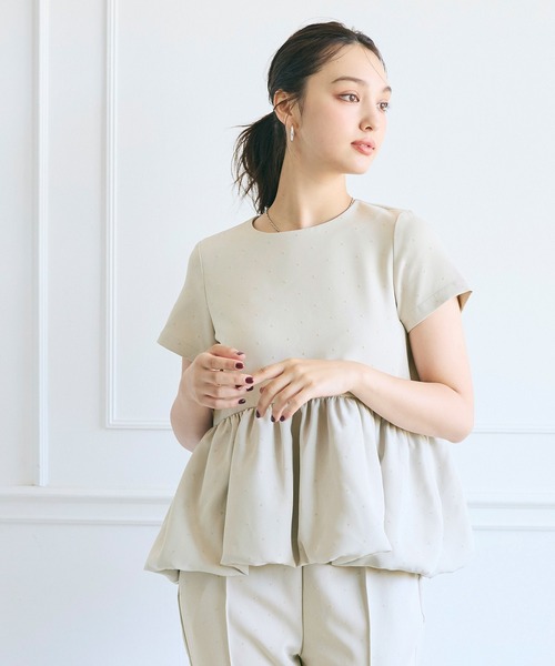 coca（coca）（コカ）の「フロッキードットバルーンブラウス（シャツ/ブラウス・レディース・ブラック/ライトベージュ・L/M/S）」の6枚目の写真